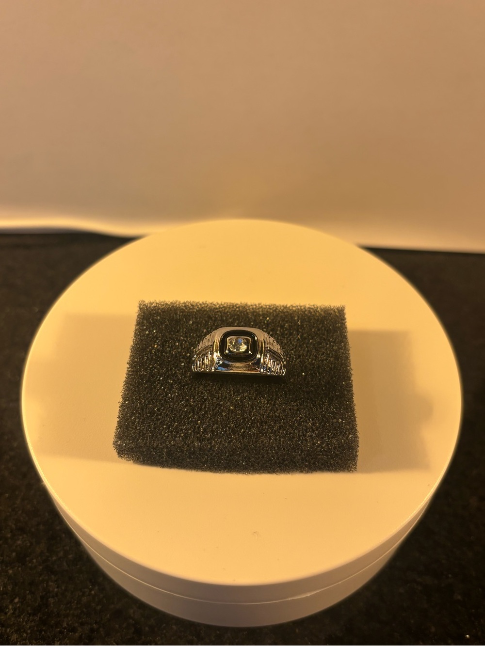 Sterling Steel Men's Square-Cut Accent Ring in Steel w 0.5 carat moissanite